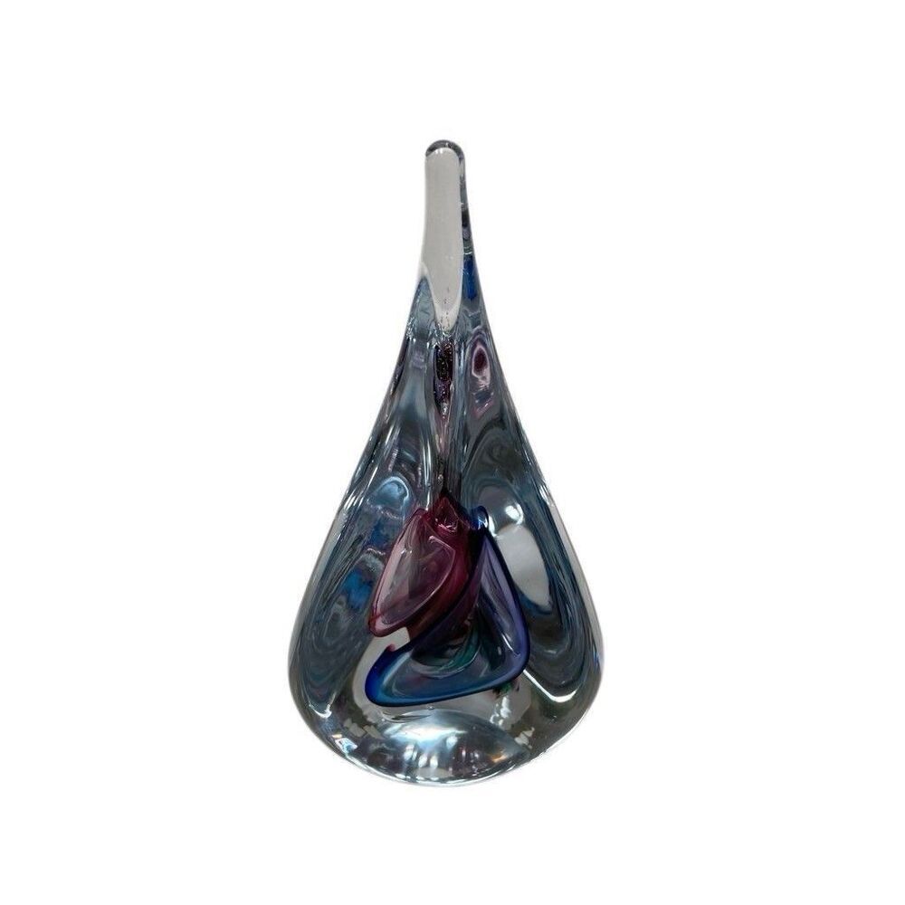 Marian Pyrcak Art Glass MP‎ Signed Controlled Bubble Paperweight Multi Colored